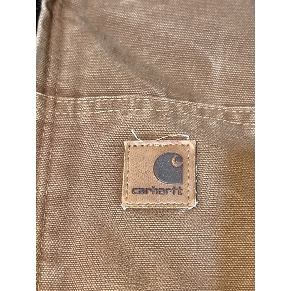Carhartt Active Jacket Mens Brown Cotton Duck Canvas Insulated Hooded Work Coat - Picture 11 of 13